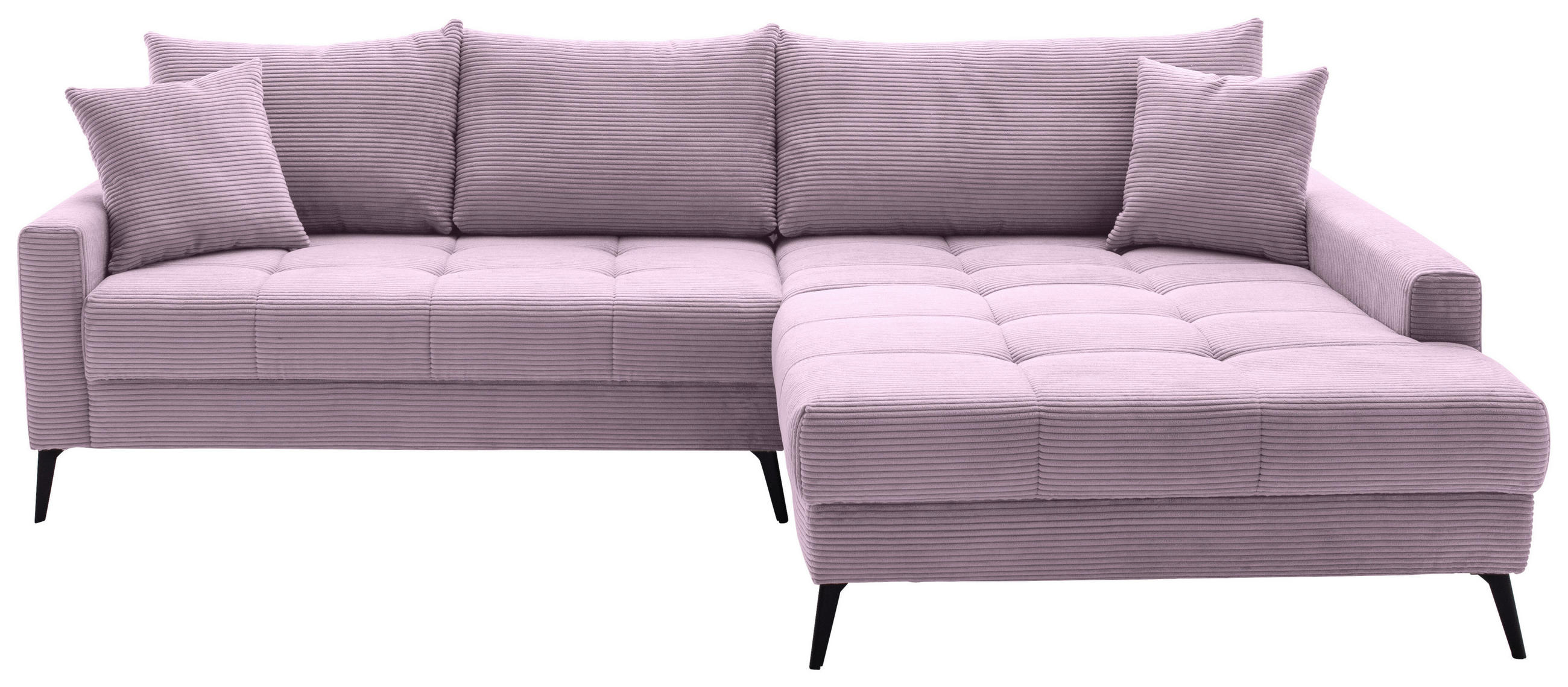 ECKSOFA Lila Cord  - Lila/Schwarz, KONVENTIONELL, Textil/Metall (280/173cm) - Hom`in