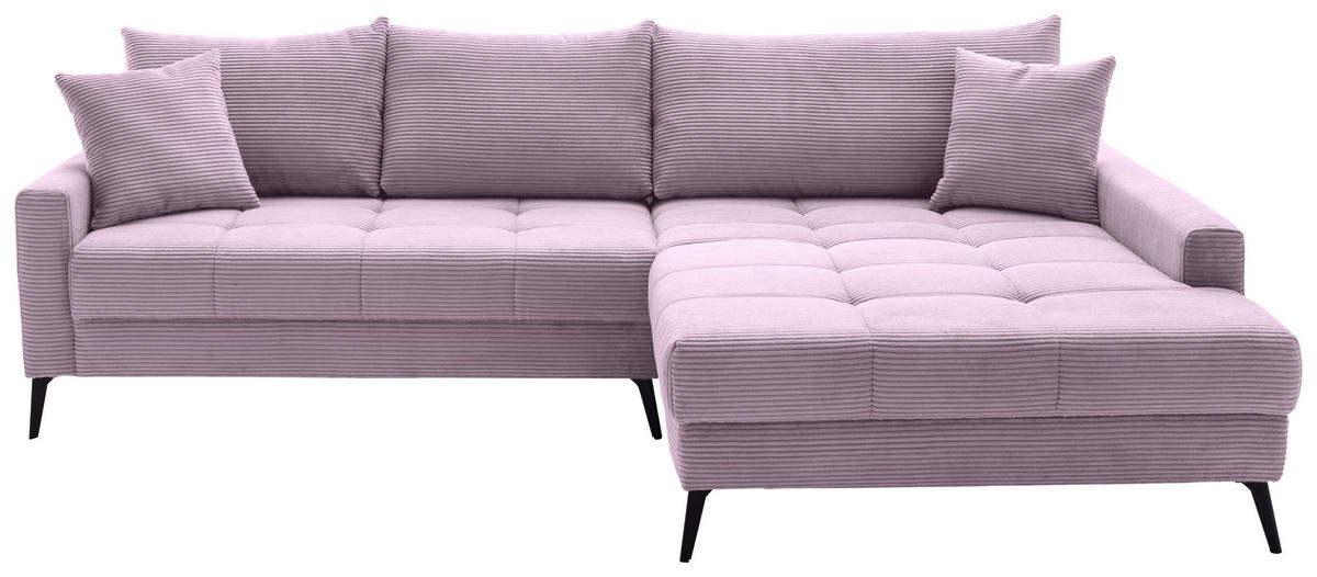 ECKSOFA Lila Cord  - Lila/Schwarz, KONVENTIONELL, Textil/Metall (280/173cm) - Hom`in