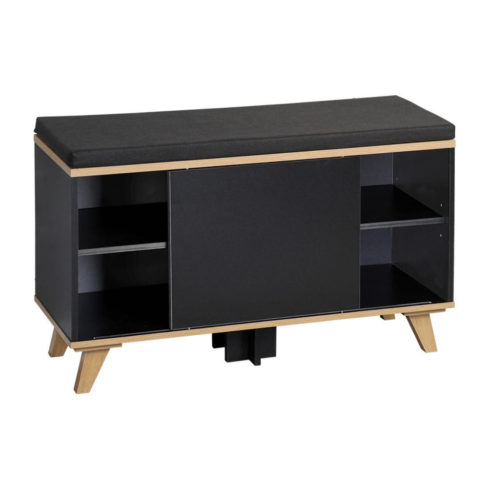 SCHUHSCHRANK  in 77/48/30 cm  - Eichefarben/Schwarz, Design, Holzwerkstoff/Textil (77/48/30cm) - Kesper