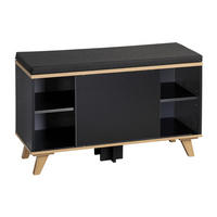 SCHUHSCHRANK  in 77/48/30 cm  - Eichefarben/Schwarz, Design, Holzwerkstoff/Textil (77/48/30cm) - Kesper