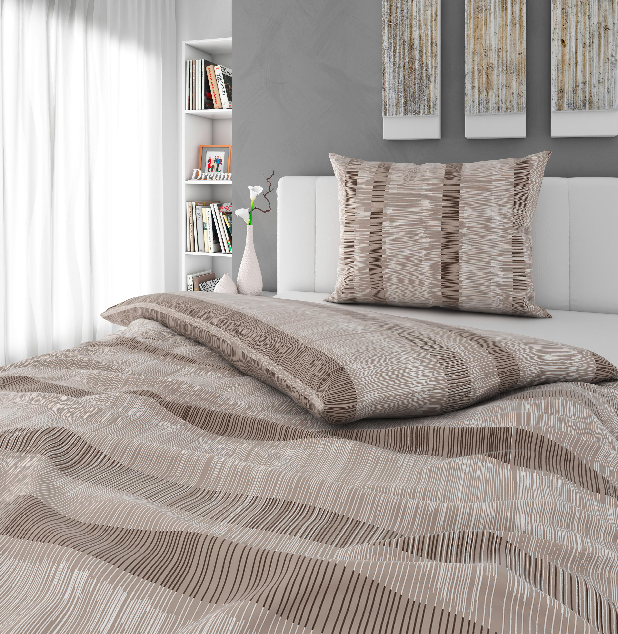 POSTEĽNÁ BIELIZEŇ, satén, béžová, 140/200 cm - béžová, Konventionell, textil (140/200cm) - Bio:Vio