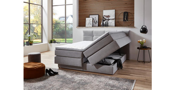 BOXSPRINGBETT 180/200 cm  in Hellgrau  - Hellgrau/Schwarz, KONVENTIONELL, Kunststoff/Textil (180/200cm) - Carryhome