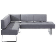 ECKBANK in Holz, Metall, Textil Edelstahlfarben, Grau - Edelstahlfarben/Grau, Design, Holz/Textil (165/227cm) - Moderano