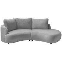 ECKSOFA Silberfarben Mikrofaser  - Silberfarben/Schwarz, MODERN, Kunststoff/Textil (139/250cm) - Livetastic