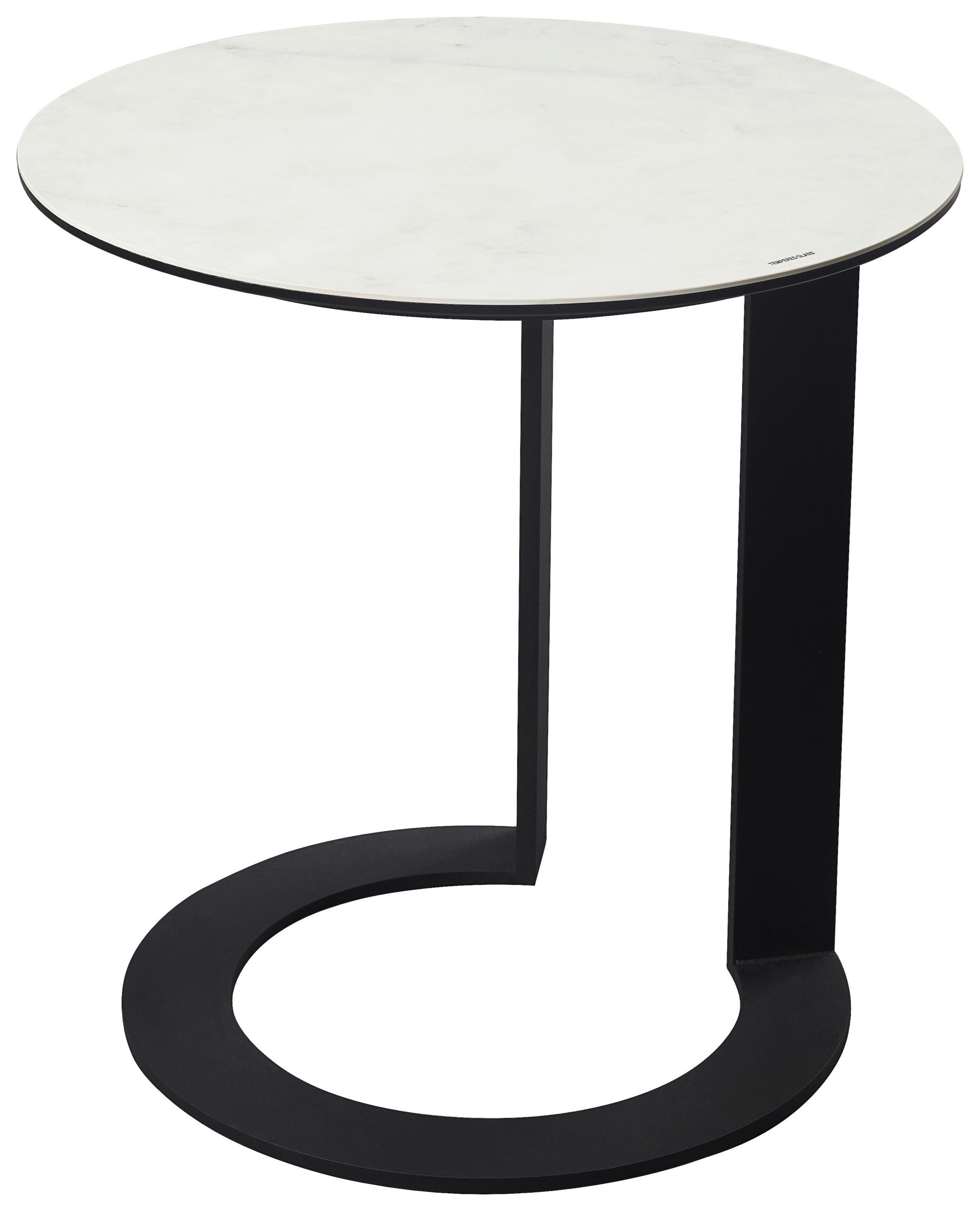 SIDOBORD i metall, glas, keramik 48/48/50 cm  - vit/svart, Design, metall/glas (48/48/50cm) - Dieter Knoll
