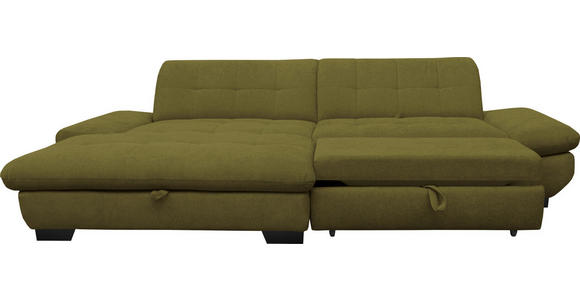 ECKSOFA in Mikrofaser Grün 198/290 cm - Schwarz/Grün, Design, Textil/Metall (198/290cm) - Xora