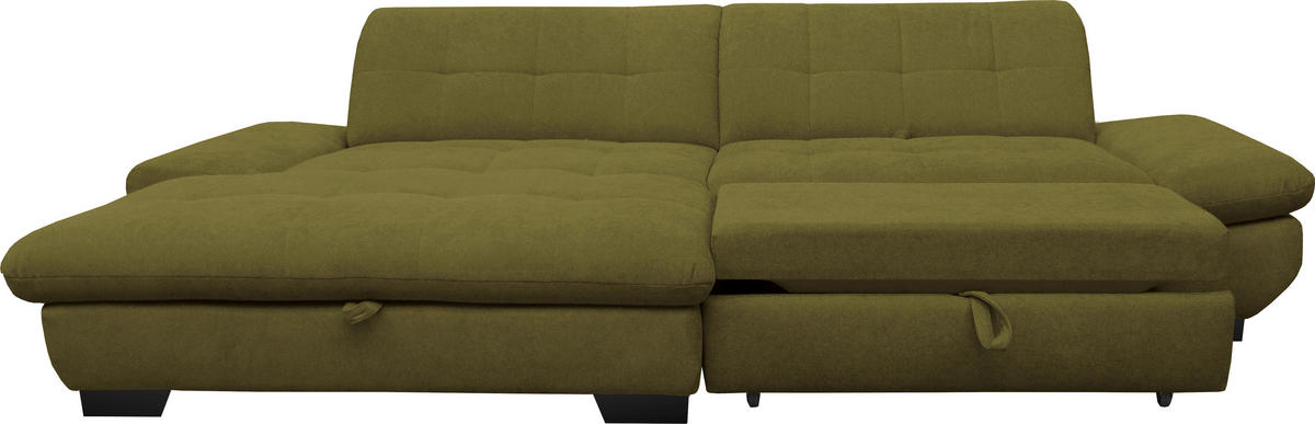 ECKSOFA in Mikrofaser Grün  198/290 cm  - Schwarz/Grün, Design, Textil/Metall (198/290cm) - Xora