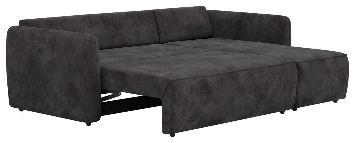ECKSOFA Chenille Schwarz  - Schwarz, Trend, Kunststoff/Textil (239/170cm) - MID.YOU