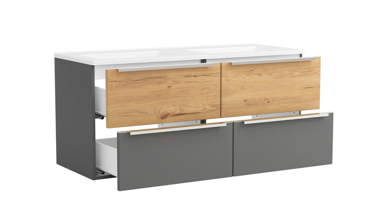 BADEZIMMER  in 120 cm  - Wildeiche/Schwarz, Trend, Glas/Holzwerkstoff (120cm) - Held
