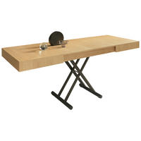 COUCHTISCH/ESSTISCH Eiche furniert, teilmassiv 120-220/80/28-88 cm rechteckig Schwarz, Eichefarben  - Eichefarben/Schwarz, Design, Holz/Metall (120-220/80/28-88cm) - Dieter Knoll