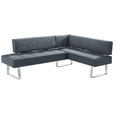 ECKBANK 227/165 cm Mikrofaser Grau, Edelstahlfarben Metall   - Edelstahlfarben/Grau, Design, Textil/Metall (227/165cm) - Moderano