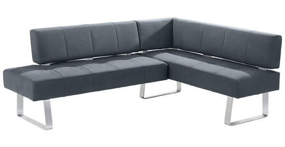 ECKBANK 227/165 cm Mikrofaser Grau, Edelstahlfarben Metall - Edelstahlfarben/Grau, Design, Textil/Metall (227/165cm) - Moderano