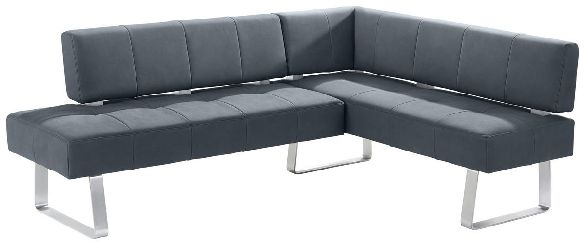 ECKBANK 227/165 cm  in Grau, Edelstahlfarben  - Edelstahlfarben/Grau, Design, Textil/Metall (227/165cm) - Moderano