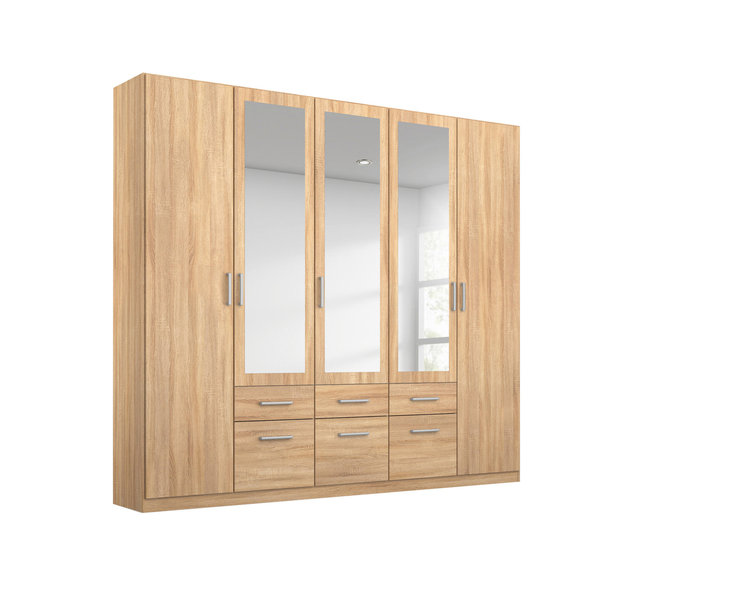 DREHTÜRENSCHRANK 226/229/54 cm 5-türig Sonoma Eiche  - Alufarben/Sonoma Eiche, MODERN, Holzwerkstoff/Kunststoff (226/229/54cm) - Rauch Möbel