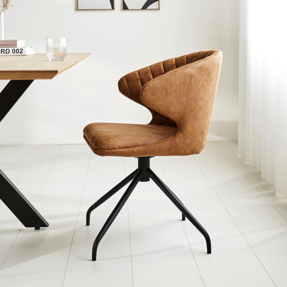 STOLIČKA S PODRÚČKAMI, mikrovlákno, koňaková - čierna/koňaková, Modern, kov/textil (56/80/44cm) - MID.YOU