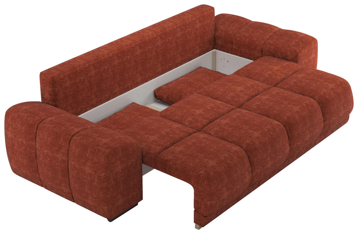 BIGSOFA Chenille Terracotta  - Terracotta/Schwarz, KONVENTIONELL, Kunststoff/Textil (266/89/104cm) - Carryhome