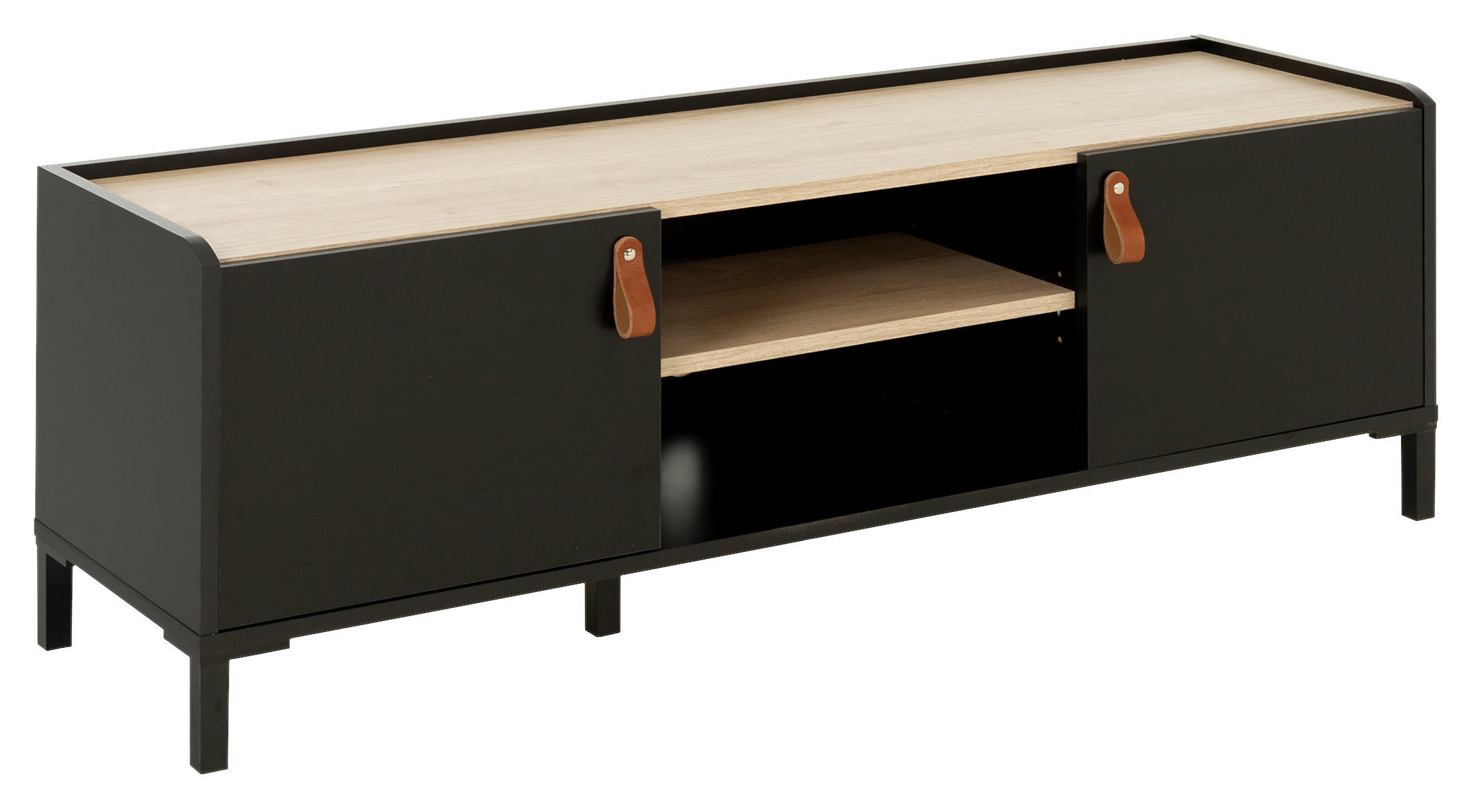 TV-ELEMENT 136/44/40 cm  - Kastanienfarben/Schwarz, MODERN, Leder/Holzwerkstoff (136/44/40cm) - MID.YOU