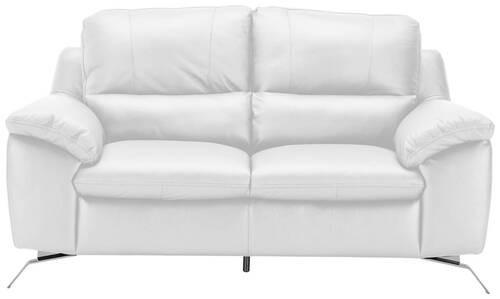 2-SITZER-SOFA in Kombination Echtleder/Lederlook Weiss  - Weiss/Silberfarben, Design, Leder/Metall (174/97/95cm) - Livetastic