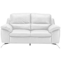 2-SITZER-SOFA in Kombination Echtleder/Lederlook Weiß  - Silberfarben/Weiß, Design, Leder/Metall (174/97/95cm) - Livetastic
