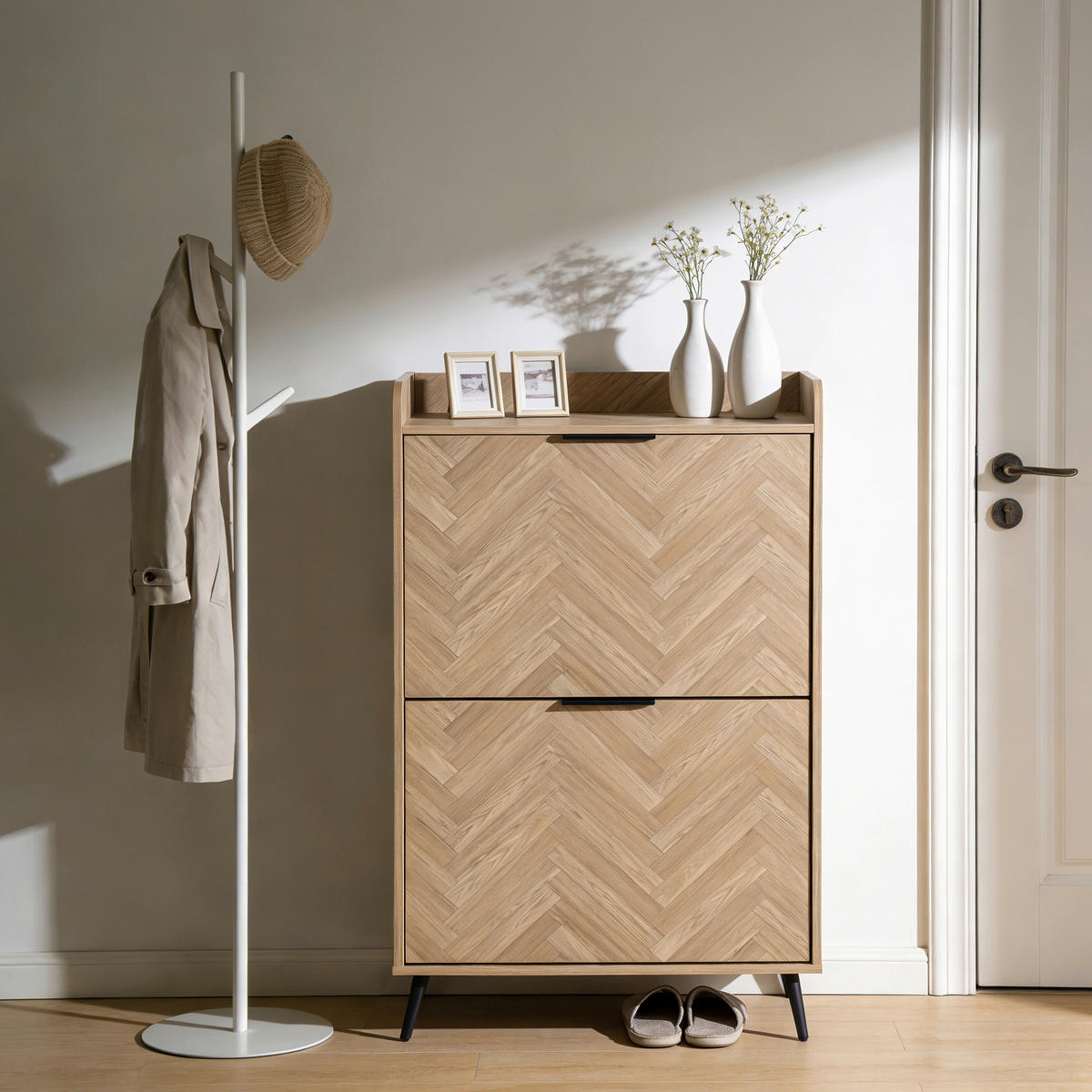 SCHUHKIPPER  in 70/120/30 cm  - Ahornfarben/Schwarz, Design, Holzwerkstoff/Metall (70/120/30cm) - MID.YOU