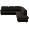 ECKSOFA in Flachgewebe Dunkelbraun  - Dunkelbraun/Alufarben, Konventionell, Textil/Metall (269/287cm) - Beldomo System