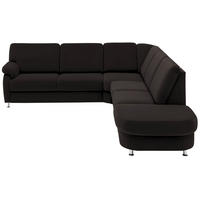 ECKSOFA in Flachgewebe Dunkelbraun  - Dunkelbraun/Alufarben, Konventionell, Textil/Metall (269/287cm) - Beldomo System