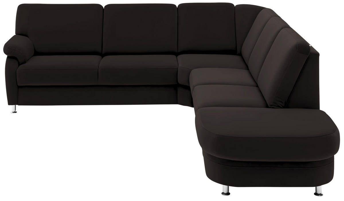 ECKSOFA in Flachgewebe Dunkelbraun  - Dunkelbraun/Alufarben, Konventionell, Textil/Metall (269/287cm) - Beldomo System