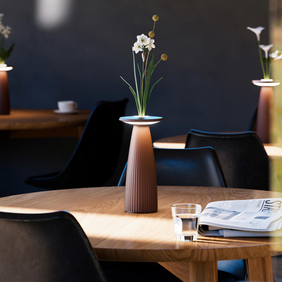 AKKU-TISCHLEUCHTE Nuflair 11,5/11,5/24 cm   - Rostfarben, Design, Metall (11,5/11,5/24cm)