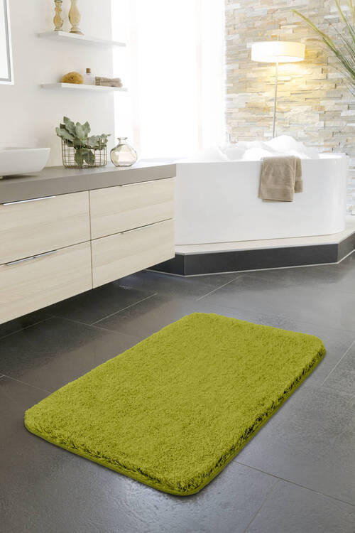 Thumbnail - Grund Badteppich Melange, Grün, Textil, Abstraktes, rechteckig, 50x80 cm, Oeko-Tex® Standard 100, Made in Europe, rutsch...