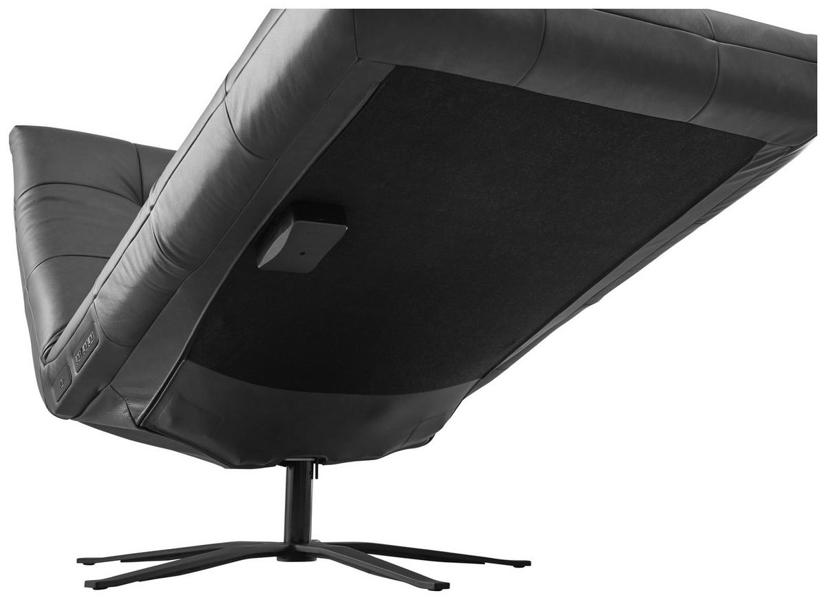 RELAXLIEGE in Echtleder Schwarz  - Schwarz, MODERN, Leder/Metall (82/53-115/156-206cm) - Pure Home Comfort