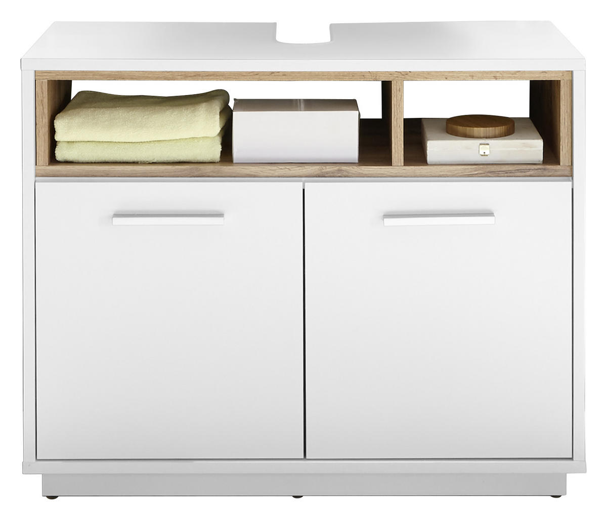 WASCHBECKENUNTERSCHRANK 80/64/40 cm  - Eichefarben/Alufarben, Design, Holzwerkstoff/Kunststoff (80/64/40cm) - MID.YOU