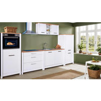 KÜCHENLEERBLOCK 370 cm   in Weiß, Eiche Artisan  - Silberfarben/Eiche Artisan, MODERN, Glas/Holzwerkstoff (370cm) - home24