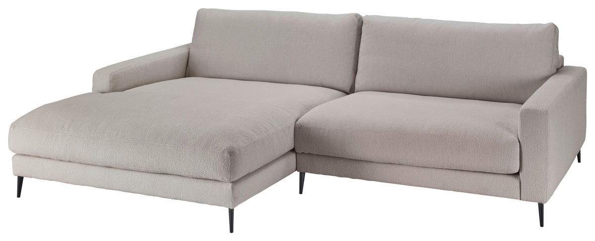 ECKSOFA Hellgrau Flachgewebe  - Hellgrau/Schwarz, Design, Textil/Metall (190/272cm) - Pure Home Lifestyle
