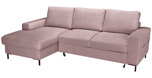 ECKSOFA Altrosa Cord  - Schwarz/Altrosa, KONVENTIONELL, Textil/Metall (150/240cm) - Carryhome