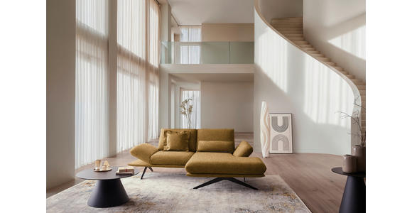 ECKSOFA  in Flachgewebe Currygelb  234/155 cm  - Currygelb/Schwarz, Design, Textil/Metall (234/155cm) - Dieter Knoll