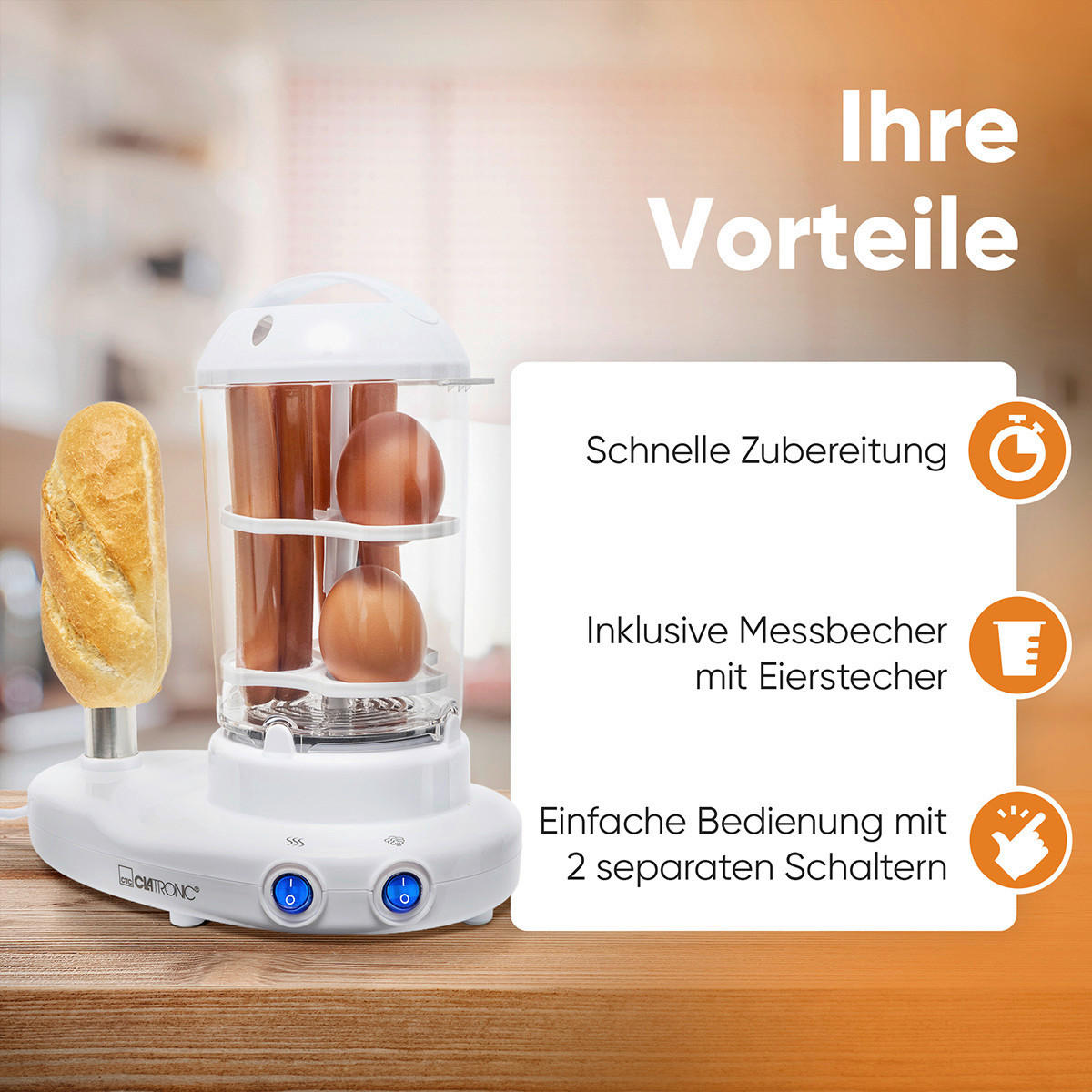 HOTDOG-MASCHINE  - Weiß, LIFESTYLE, Kunststoff (24/27/16cm) - Clatronic
