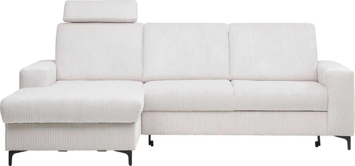 ECKSOFA in Cord Weiss, Perlmutt  - Weiss/Perlmutt, Konventionell, Textil/Metall (167/247cm) - Stylife