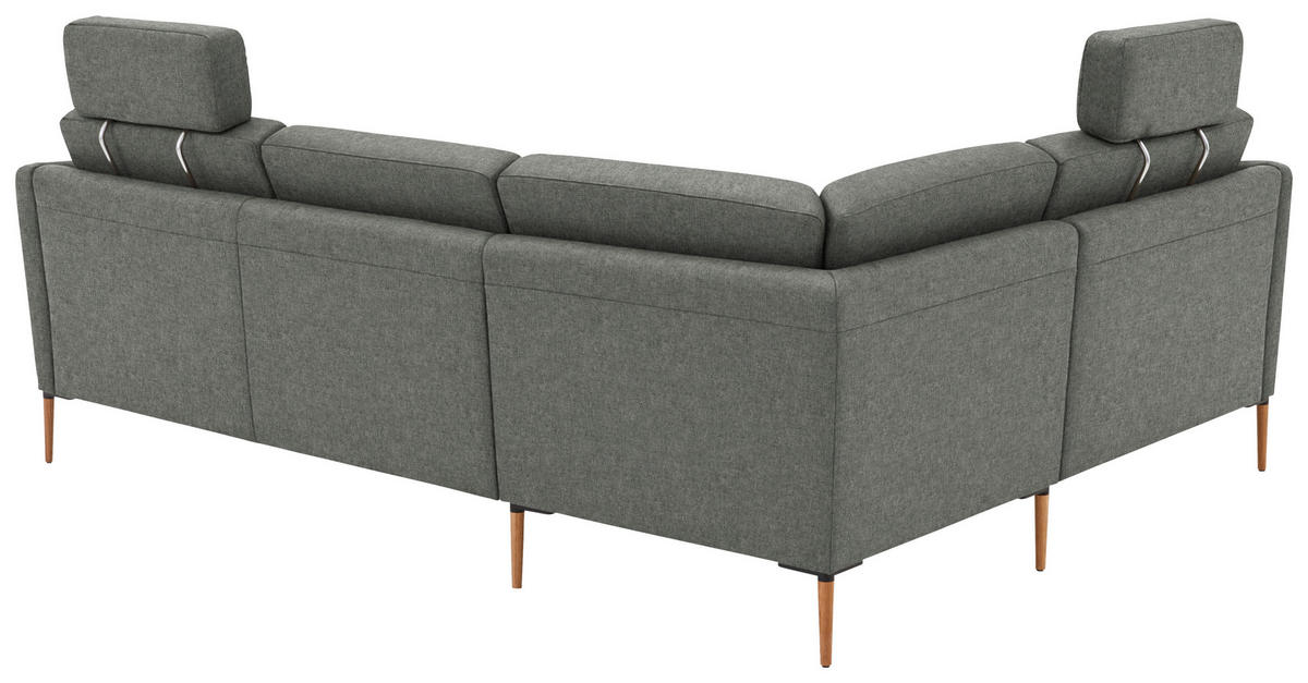 ECKSOFA  in Flachgewebe Graugrün  189/236 cm  - Eichefarben/Graugrün, Design, Holz/Textil (189/236cm) - Valnatura
