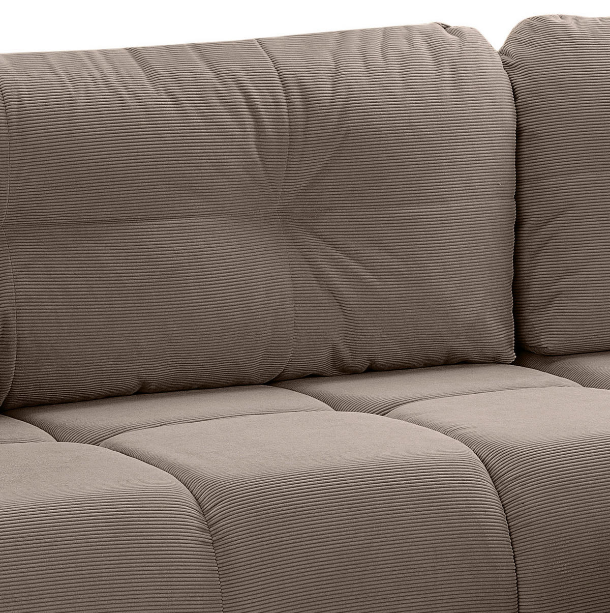 ECKSOFA Beigebraun Cord  - Beigebraun/Schwarz, Basics, Kunststoff/Textil (255/155cm) - MID.YOU