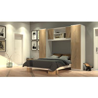 SPAVAĆA SOBA bijela, hrast Sonoma   - bijela/hrast Sonoma, Design, drvni materijal (255/215/204cm)