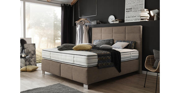 BOXSPRINGBETT 180/200 cm  in Greige  - Greige/Alufarben, KONVENTIONELL, Holzwerkstoff/Textil (180/200cm) - Dieter Knoll