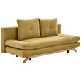 SCHLAFSOFA Webstoff Gelb  - Gelb/Buchefarben, KONVENTIONELL, Holz/Textil (205/86/94cm) - Carryhome