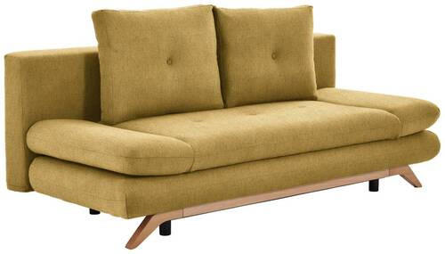 SCHLAFSOFA Webstoff Gelb  - Gelb/Buchefarben, KONVENTIONELL, Holz/Textil (205/86/94cm) - Carryhome