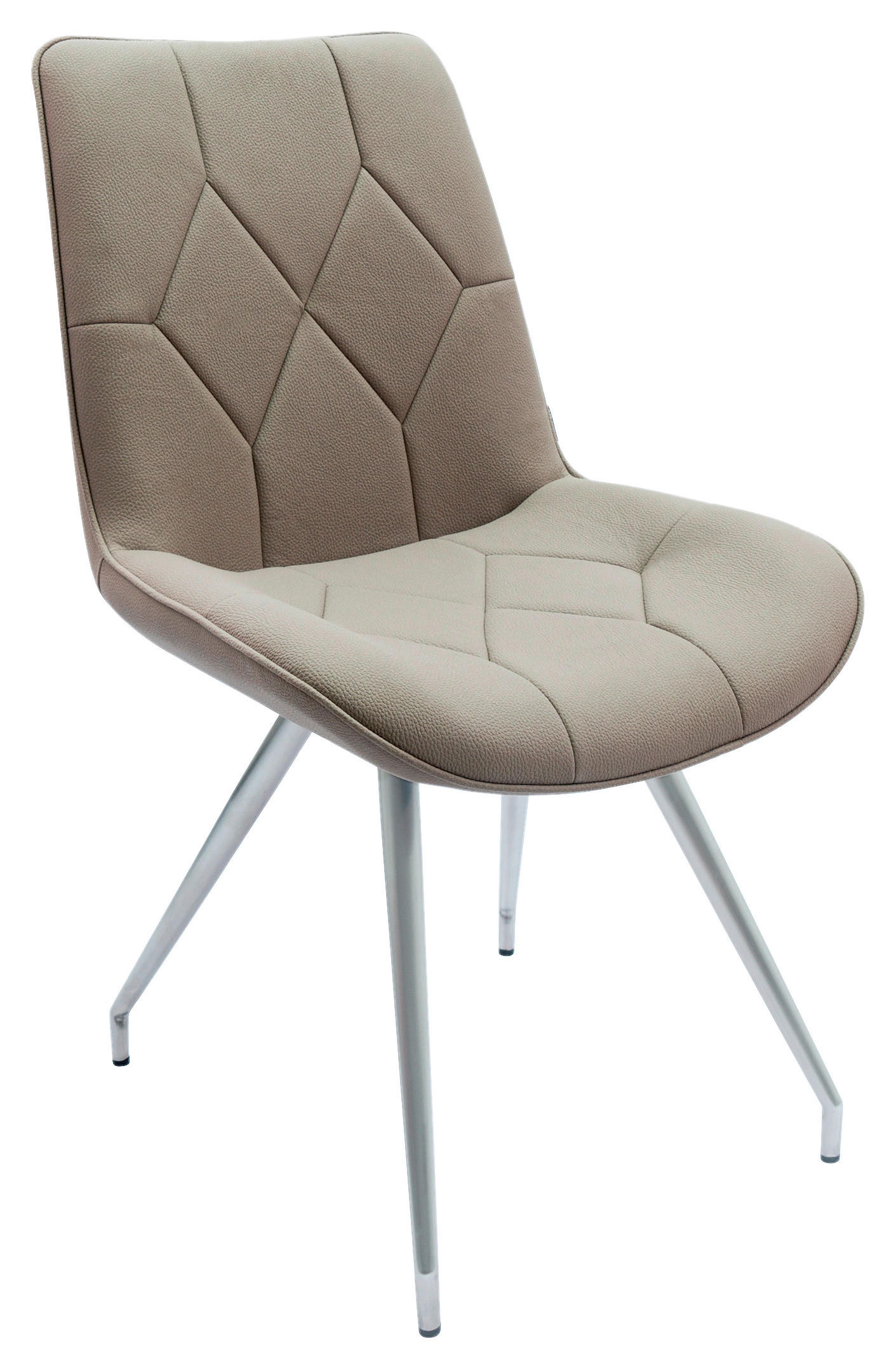 SCAUN in metal, textil taupe, culoare inox