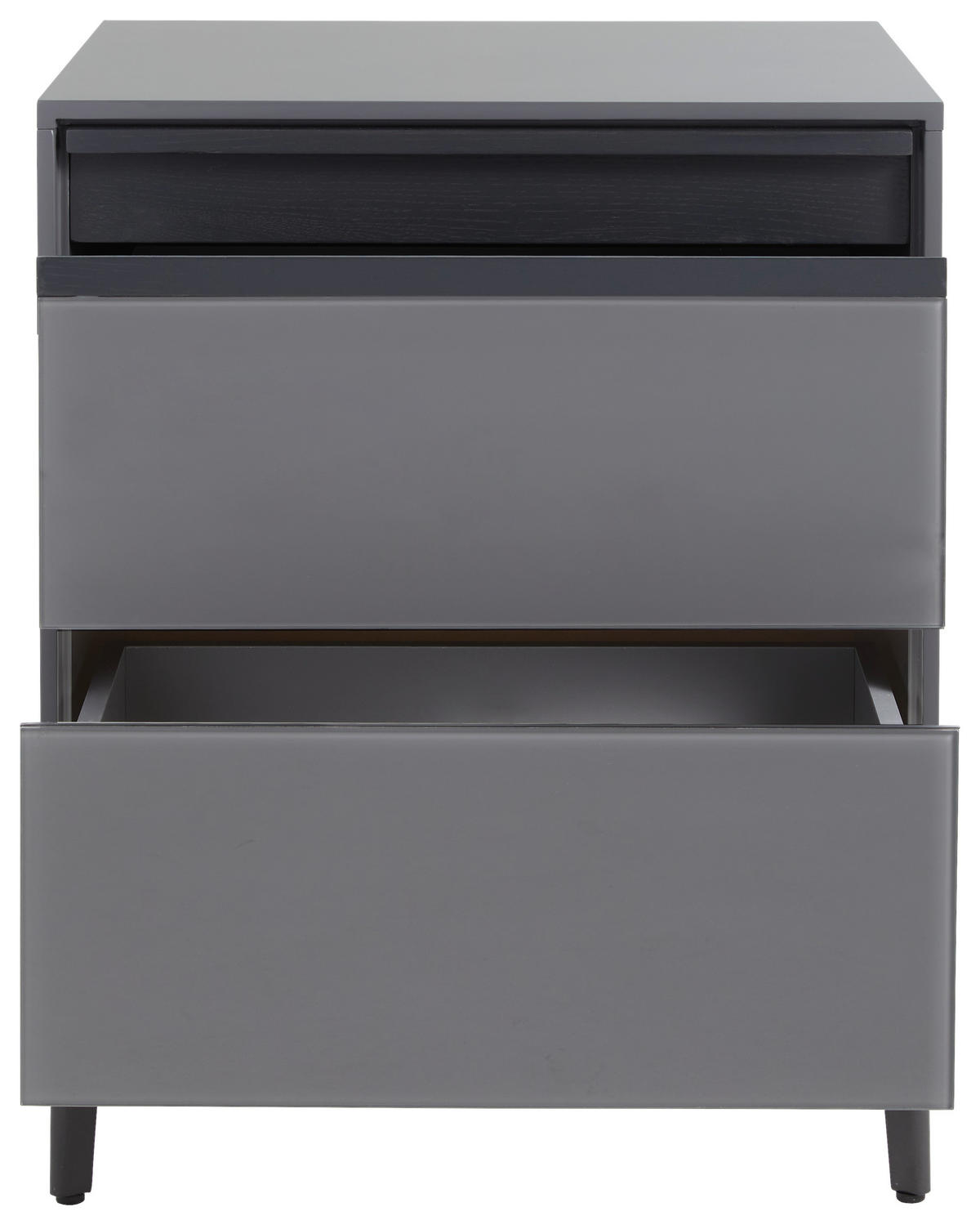 NACHTSCHRANK 50/55/40 cm Eiche massiv  - Dunkelgrau/Grau, MODERN, Glas/Holz (50/55/40cm) - MID.YOU