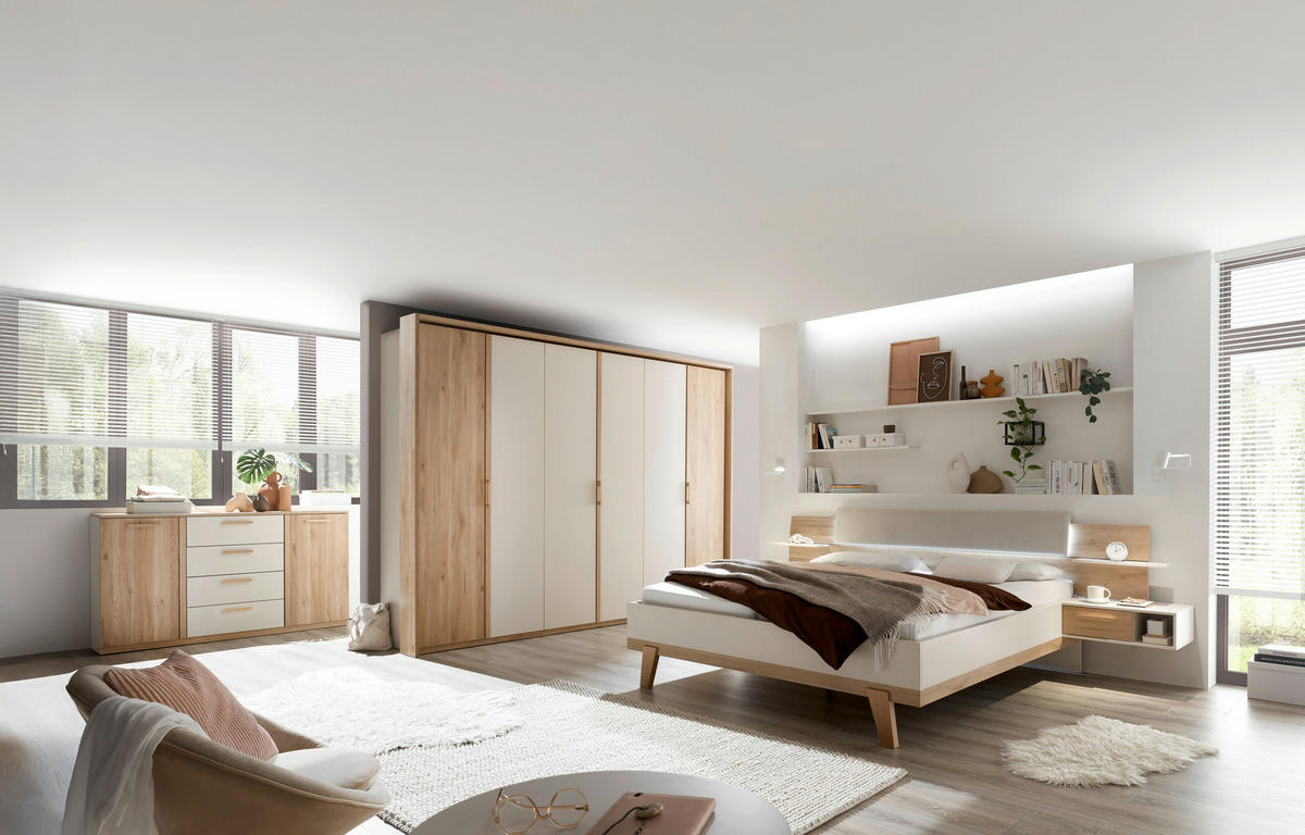 BETTANLAGE 180/200 cm  in Eichefarben, Kaschmir   - Kaschmir/Eichefarben, Design, Holzwerkstoff/Textil (180/200cm) - Xora