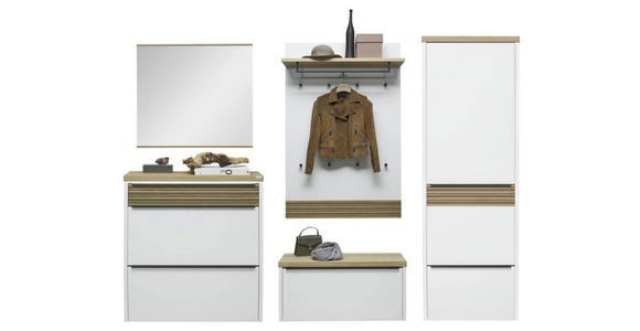 GARDEROBE 4-teilig  in 270/187/31 cm  - Eichefarben/Weiß, Design, Holz/Holzwerkstoff (270/187/31cm) - Dieter Knoll