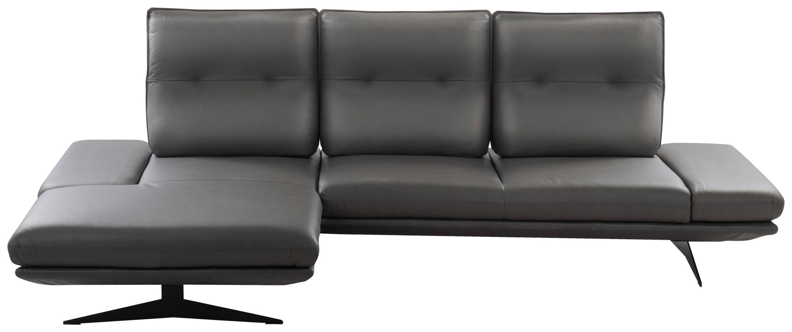 Colțar, piele, gri închis - gri închis/negru, Design, metal/piele (180/291cm) - Celina Home