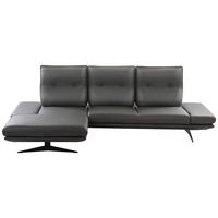Colțar, piele, gri închis - gri închis/negru, Design, metal/piele (180/291cm) - Celina Home