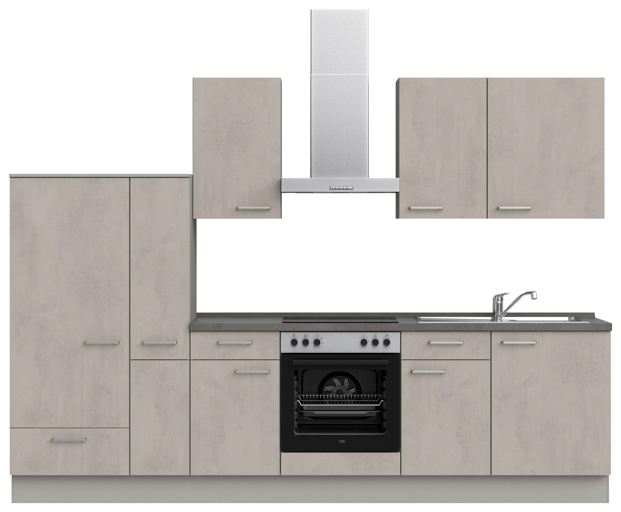 KÜCHENLEERBLOCK 300 cm   in Grau, Schieferfarben  - Schieferfarben/Edelstahlfarben, MODERN, Holzwerkstoff/Metall (300cm) - Nobilia